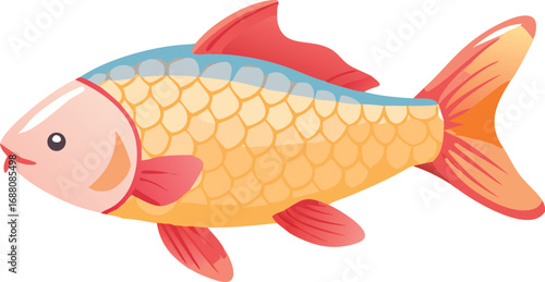 An icon of a sweet carp with large scales, representing freshwater fish, fishing, and tradition. Great for fishing or nature-related projects.