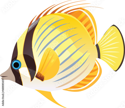 An icon of a threadfin butterfly with trailing fins, a graphic of elegance, grace, and marine beauty. Ideal for aquariums, nature, and water-related projects.