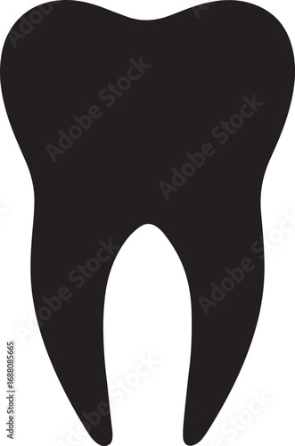 Molar tooth silhouette vector illustration for dental healthcare and orthodontics design