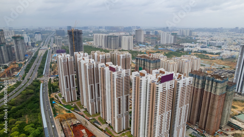 Canvastavla Several skyscraper apartment homes construction in Hyderabad India , One of the fastest growing cities in the world
