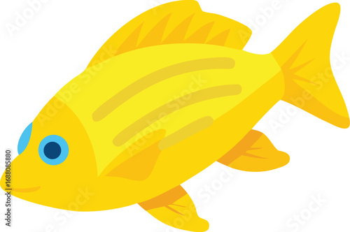 An icon of a yellow snapper with a bright color, representing marine life, flavor, and tropical fish. Great for seafood menus, fishing, or ocean-themed projects.