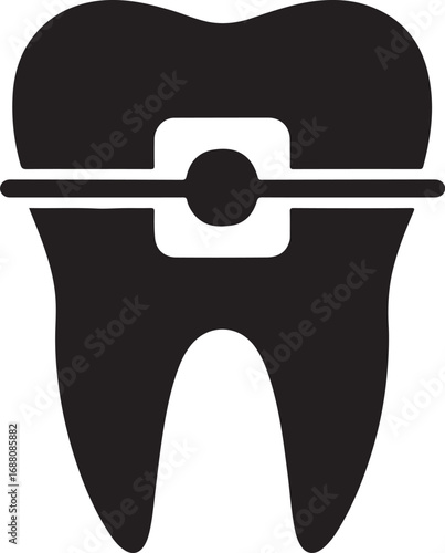 Molar tooth silhouette vector illustration for dental healthcare and orthodontics design