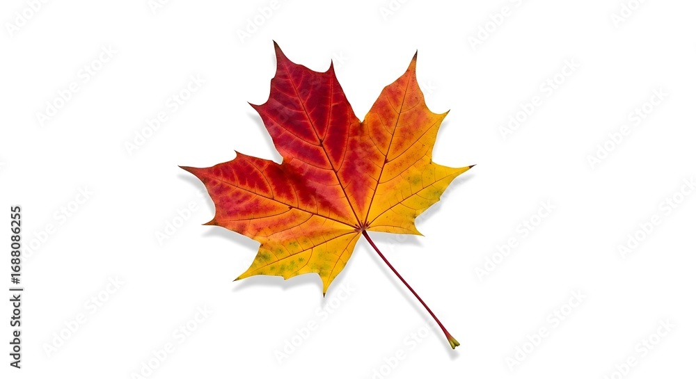 Obraz premium Orange and Red Maple Leaf – Autumn Seasonal Nature Foliage 