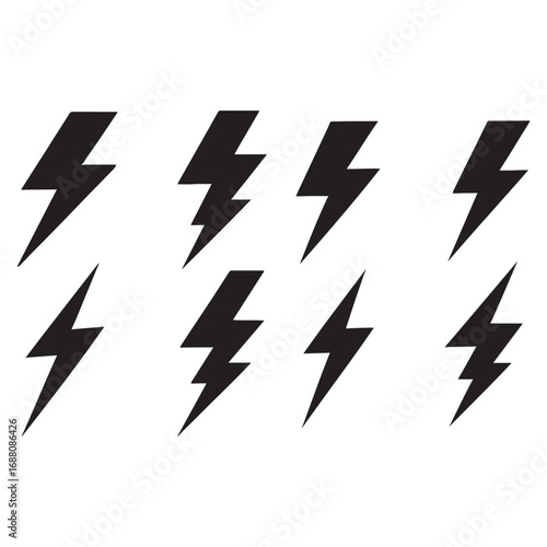 a set of Lightning bolt icon. Flash symbol, thunderbolt, blitz lightnings strike sign vector