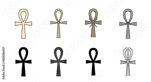 Ancient egyptian ankh symbol of life and immortality through artistic representations and stylistic variations