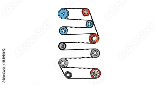 Understanding the complex interplay of gears and belts in a synchronous drive system illustration