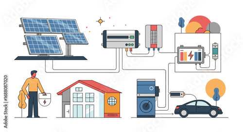 Sustainable energy home system solar power generation and storage solutions for modern living
