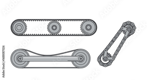 Mechanical power transmission systems utilizing toothed belts and roller chains for efficient motion transfer