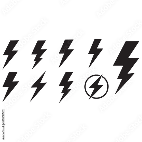 a set of Lightning bolt icon. Flash symbol, thunderbolt, blitz lightnings strike sign vector