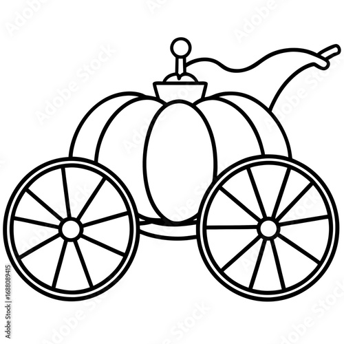 Whimsical pumpkin carriage outline illustration
