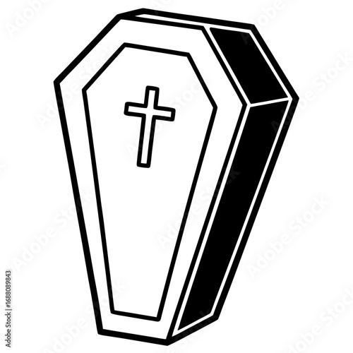Simple coffin with cross icon