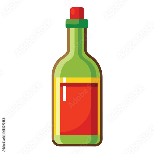 A vector art illustration of a bottle of cooking wine, representing culinary ingredients, flavor, and cooking. Great for recipe visuals or food-related projects.