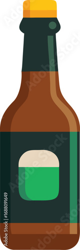 A vector art illustration of a bottle of stout beer, symbolizing craft brewing, rich flavor, and dark beverages. Ideal for beverage menus or brewing projects.