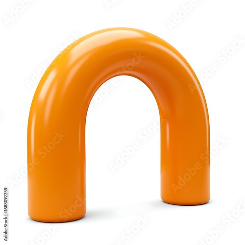 Abstract Orange Arch Sculpture on White Background Minimalist Design Element Conceptual Art Modern Creative Shape Bright Color Smooth Surface