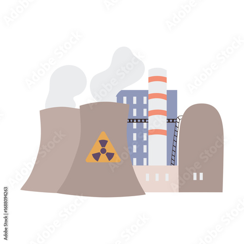 Nuclear Power Plant Illustration Energy Production and Environmental Concerns