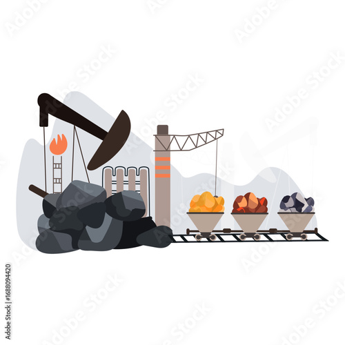 Industrial extraction and processing of natural resources