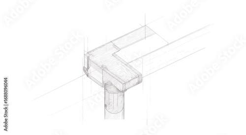 Architectural sketch of a building corner with a drainpipe.