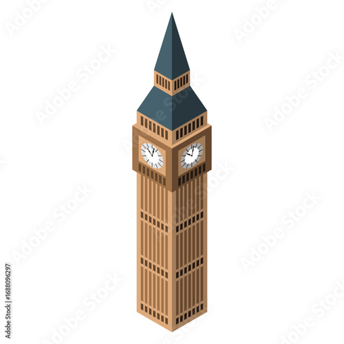 Isometric View of the Iconic Big Ben Clock Tower A Vector Illustration