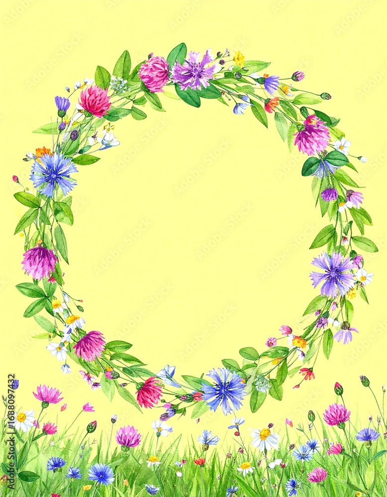 Obraz premium Floral wreath on a pastel background