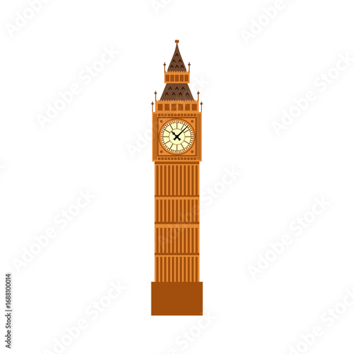 Big Ben Clock Tower Landmark Illustration Isolated on White Background