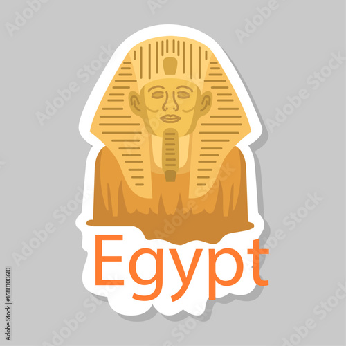 Ancient Egyptian Pharaoh Bust Sticker Design Representing Culture and Travel Theme