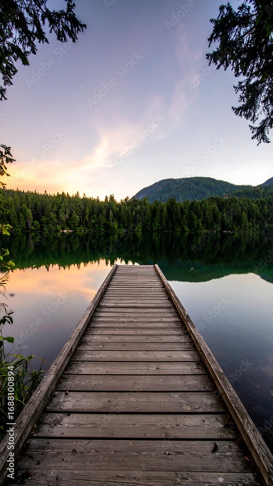 Obraz premium Lakeside Dock at Sunset (1)