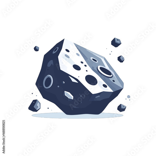 Wallpaper Mural Pixelated Stone Asteroid Object in Space with White Background Pixel Art Style Isolated Illustration for Game Asset Development and Retro Design Torontodigital.ca