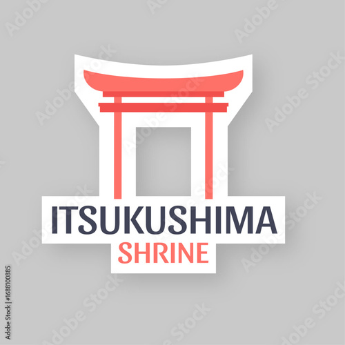 Itsukushima Shrine minimalist design on a sticker with cultural appeal