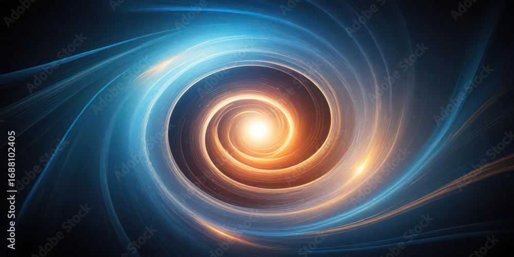 Fototapeta premium Swirling vortex of light in a dark space