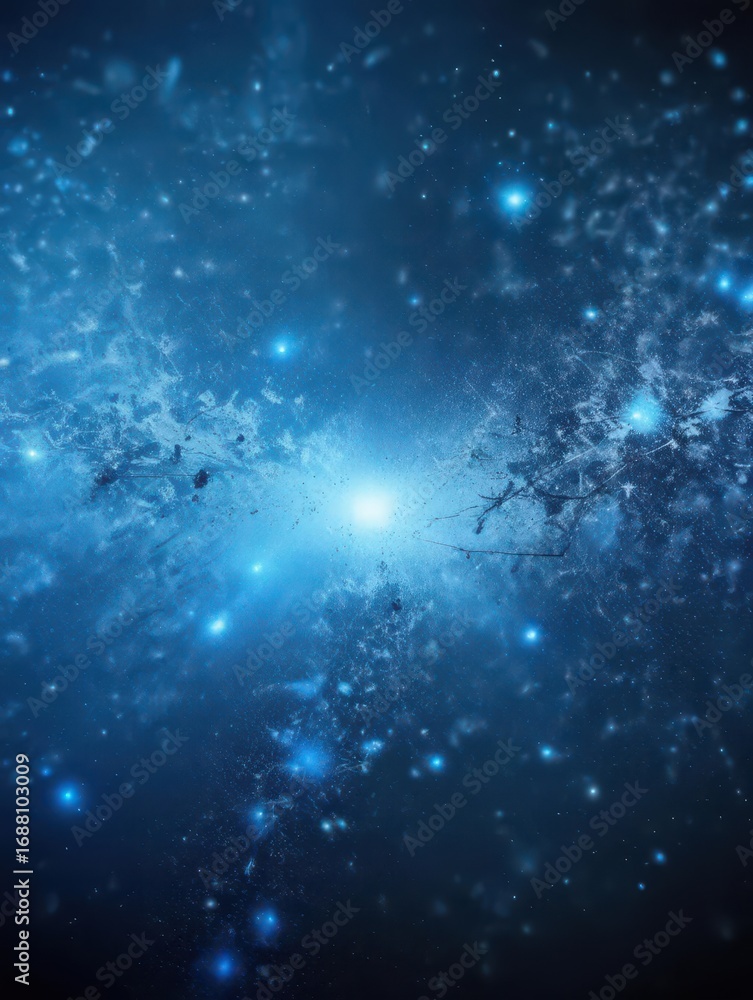 Obraz premium Floating Dark Blue Particles in Background