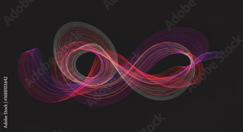 Abstract Infinity Loop: Dynamic Lines of Color on Black Background