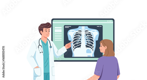 Medical Consultation with Chest X-ray Analysis for Respiratory Health Assessment and Diagnostic Visualization in Healthcare Settings.
