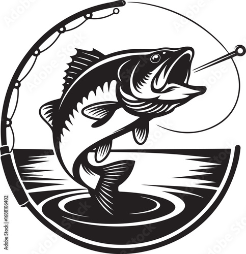 Detailed illustration of a fishing scene with various elements