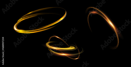 Curve golden line light effect. Smooth holiday light line with lighting effects. Light cool whirlwind. curve light effect.