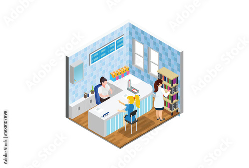 Modern Isometric Medical Hospital Bed Patient Room Isometric. Health Family Life Care Patient Disease Hospital. Suitable for Diagrams, Infographics, Game Asset, And Other Graphic Related Assets