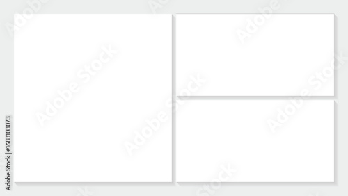 Moodboard template. 3 Photo collage grid. Vector. Mood board design. Mosaic frame banner. Photography album layout.