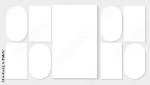 Moodboard template. 9 Photo collage grid. Vector. Mood board design. Mosaic frame banner. Photography album layout.