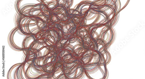 Intricate Labyrinth of Flowing Multicolored Threads in Abstract Generative Art