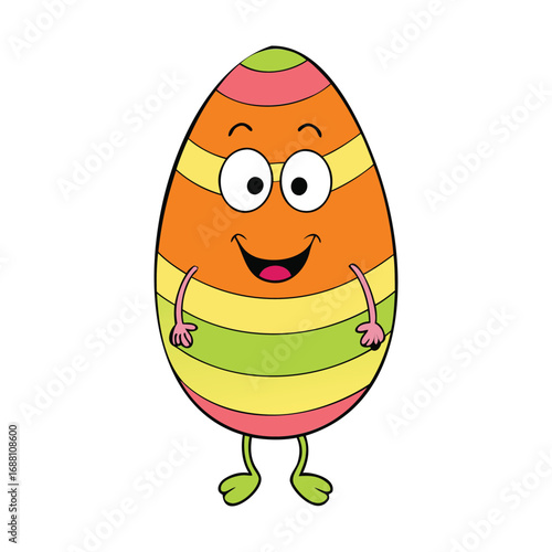 A playful, colorful Easter egg with quirky patterns and silly faces, perfect for bringing laughter and joy to egg hunts and festive spring celebrations.
