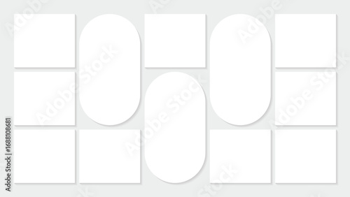 Moodboard template. Photo collage grid. Vector. Mood board design. Mosaic frame banner. Photography album layout.