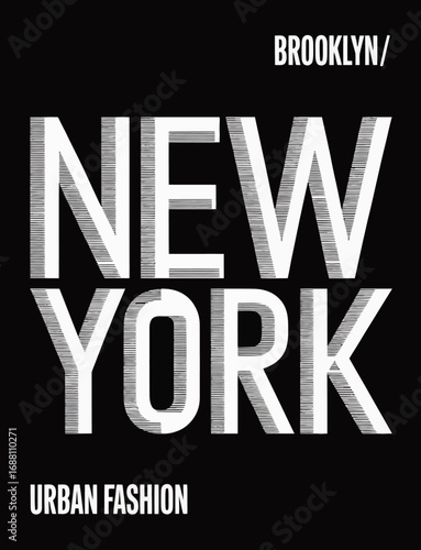 A sleek and modern graphic representation of New York, focusing on urban fashion, culture, and the vibrant city life that inspires creativity and individual expression.