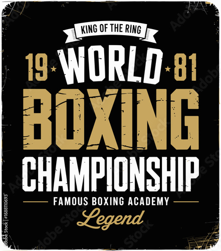 The image highlights a classic design for the World Boxing Championship from 1981, featuring bold typography that conveys strength and legacy in the boxing arena.