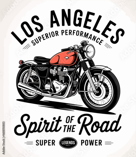 A vibrant motorcycle illustration inspired by Los Angeles captures the essence of the open road, combining style with a sense of adventure for all motorcycle enthusiasts.