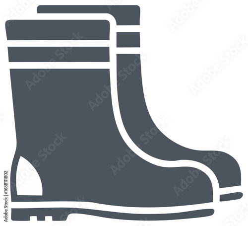 Illustration of a pair of waterproof boots in gray