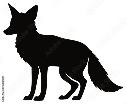 Elegant standing fox silhouette vector illustration of a wild canine animal profile design