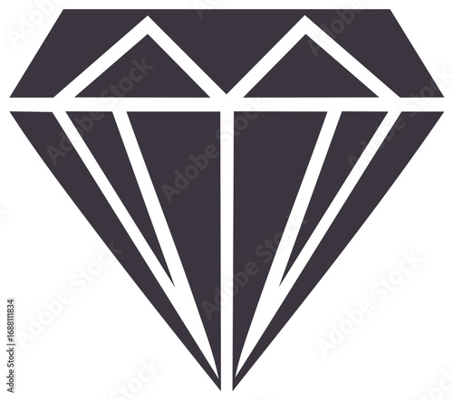 Simple graphic of Diamond, valuable jewelry illustration for web icon.