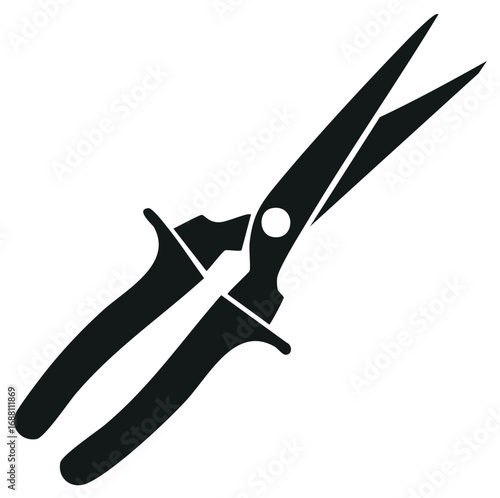 Garden shears vector icon simple black illustration for landscaping and horticulture