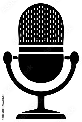 Retro microphone hand drawn vector icon for podcasting radio and audio recording