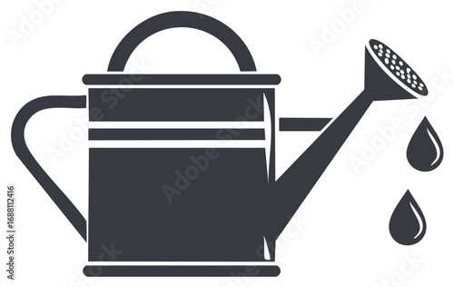 Stylized Watering Can with Dripping Water Icon for Gardening Concepts