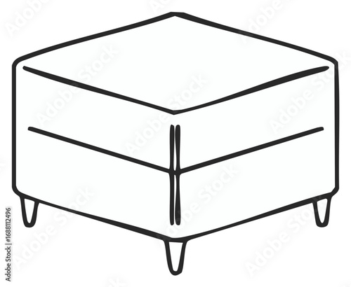 Minimalist Ottoman Outline Illustration Modern Furniture Piece Square Form Footstool Interior Decor Stylish Sitting Solution Home Design